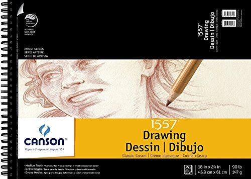 Load image into Gallery viewer, Canson Artist Series Cream Drawing Pad 18&quot; x 24&quot;, Top Wire Bound, 24 Sheets (100510976)
