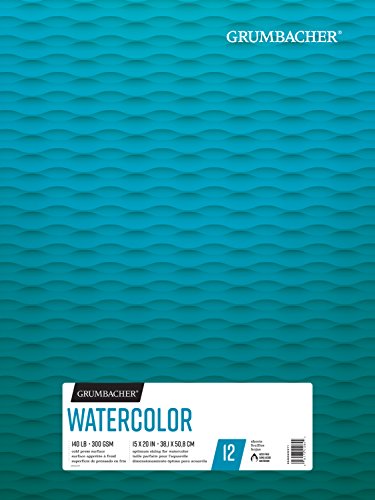 Load image into Gallery viewer, GRUMBACHER Watercolor Paper Pad, 140 lb. / 300 GSM, 15 x 20 inches, Fold Over Construction, 12 White Cold-Press Sheets/Pad, 1 Each, 26460602211
