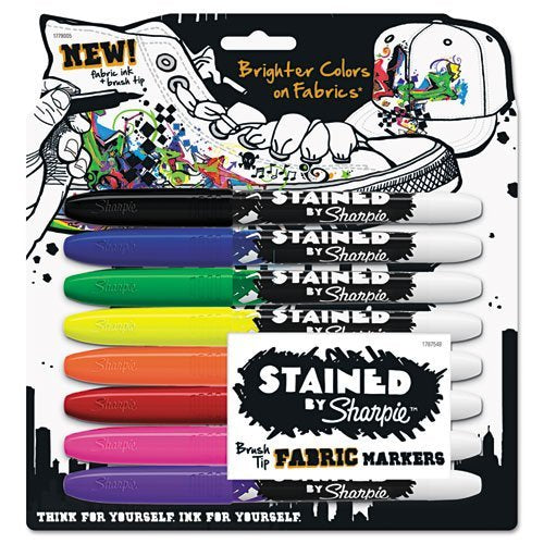 Stained Permanent Fabric Marker, Assorted, 8/Pack