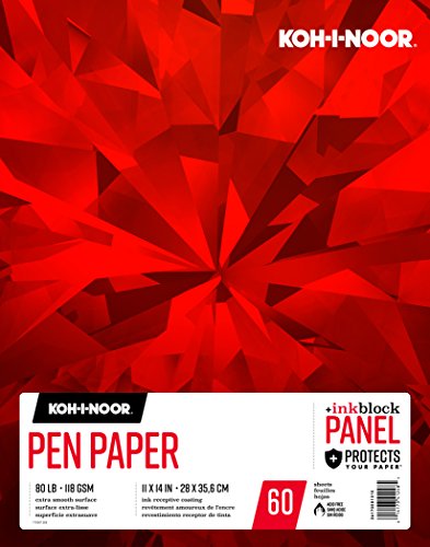 Load image into Gallery viewer, Koh-I-Noor Pen Paper Bright White Smooth Paper Pad with Ink Block Panel, 80lb/118 GSM, 11 x 14&quot;, 60 Sheets per Pad, 1 Each (26170501315)
