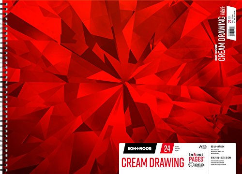 Load image into Gallery viewer, Koh-I-Noor Cream Colored Drawing Paper Pad with In and Out Pages, 90lb/147 GSM, 18 x 24&quot;, Top Wire-Bound, 24 Sheets per Pad (26170212512)
