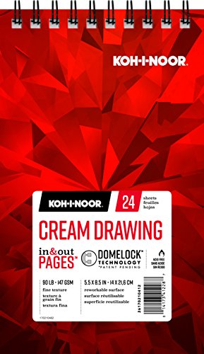 Load image into Gallery viewer, Koh-I-Noor Cream Colored Drawing Paper Pad with In and Out Pages, 90lb/147 GSM, 5.5 x 8.5&quot;, Top Wire-Bound, 24 Sheets per Pad (26170210412)
