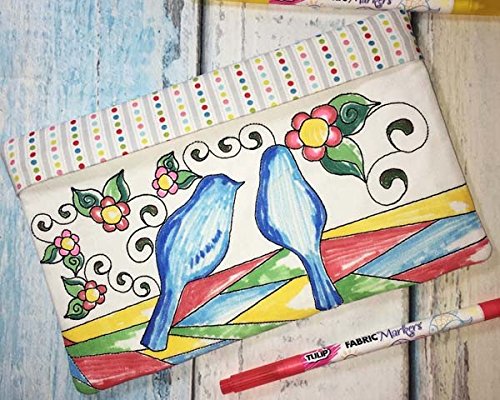 Load image into Gallery viewer, SueOVeryDesigns Birds Coloring Book Zipper Bags in The Hoop Embroidery CD
