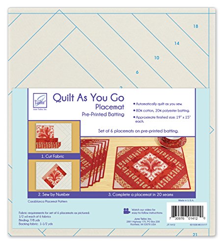 Load image into Gallery viewer, June Tailor, Inc. Go Plcmt Casb Quilt by number printed batting finished size of one placemat - 8 1/2&quot; x 14&quot; natural
