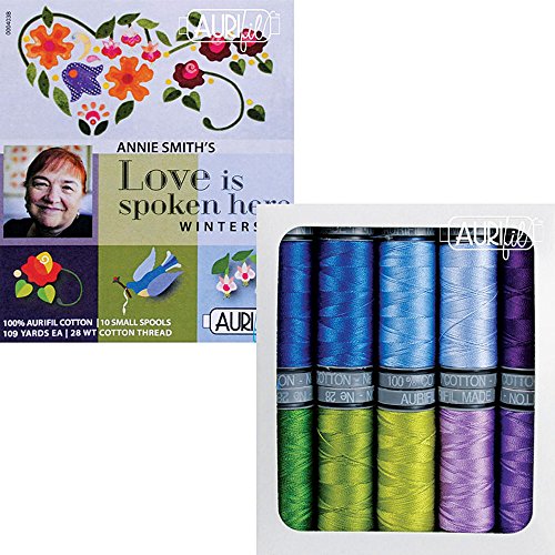 Annie Smith Love is Spoken Here Winterset Aurifil Thread Kit 10 Small Spools 28 Weight AS28LSHW10, Assorted,