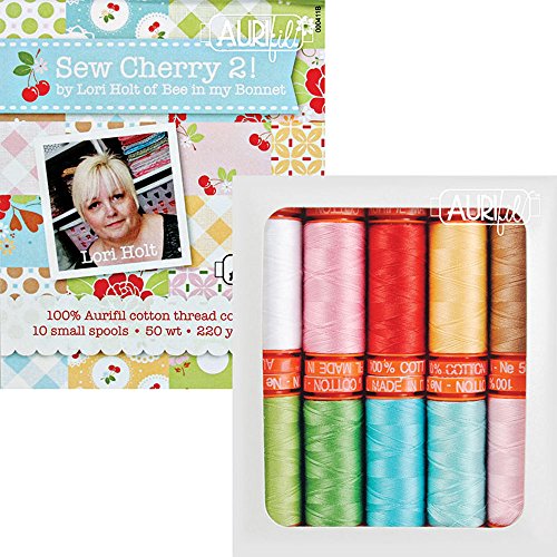 Load image into Gallery viewer, Lori Holt Sew Cherry 2 Aurifil Thread Kit 10 Small Spools 50 Weight LH50SC10
