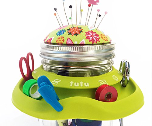 Load image into Gallery viewer, Tutu Creative Sewing Organizer | Turn a Mason Jar into a Beautiful Sewing Caddy - Use As Thread Bobbins and Scissors Holder | Includes a Pincushion | A Wonderful Gift for Every Art and Craft Lover
